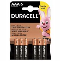 Set 6 baterii alcaline Duracell, AAA, marime LR03, 1.5 V, blister