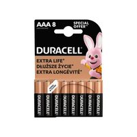Set 8 baterii alcaline Duracell, AAA, marime LR03, 1.5 V, blister