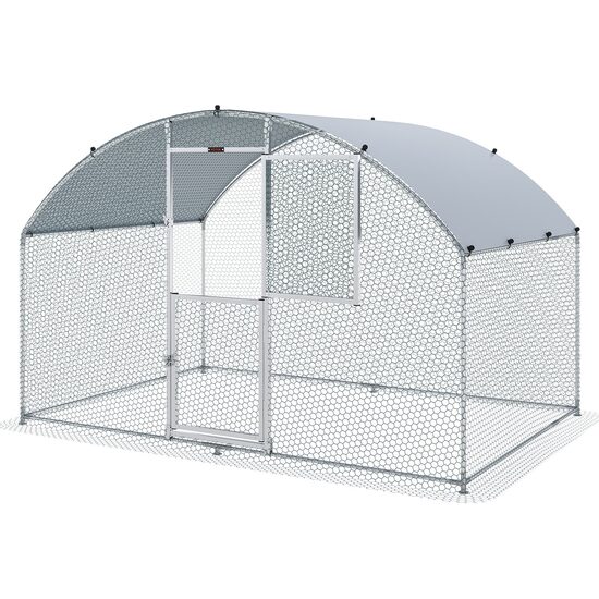 Cotet pentru pasari si animale mici, Vevor Dome 200 x 300 x 200 cm, Acoperis PE, Usa intrare