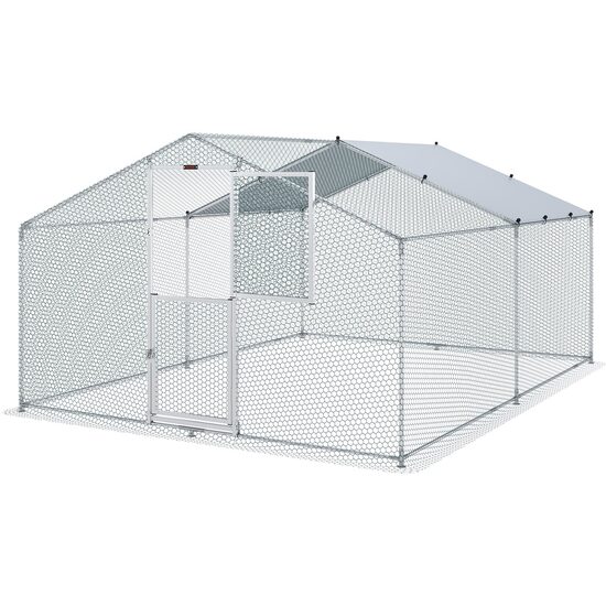 Cotet pentru pasari si animale mici, Vevor 400 x 300 x 200 cm, Acoperis PE, Usa intrare