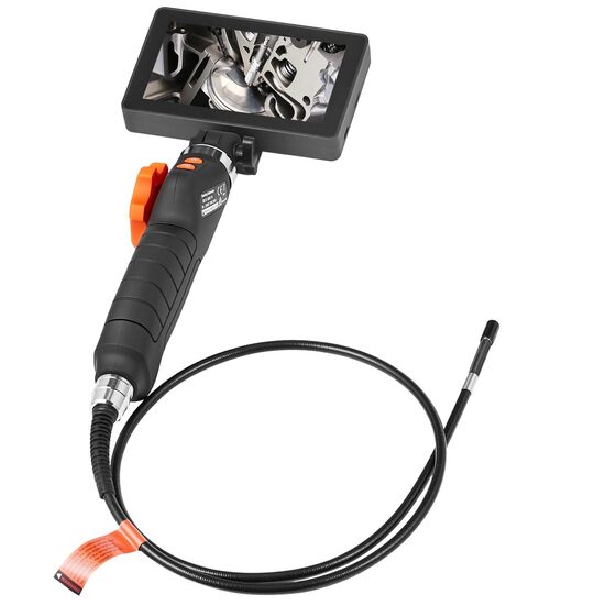 Camera endoscop pentru inspectie Vevor ecran IPS 5 inch, Zoom 8X, 8 lumini LED, IP67, lungime 1 m, articulat in 2 directii