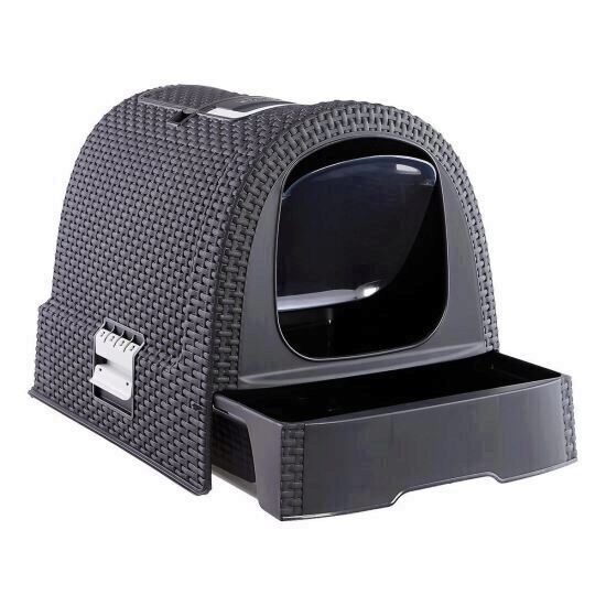 Toaleta pentru pisici, litiera, cu acoperis Curver Curver® LITTERBOX Pet Life, 52x40x41, Gri antracit