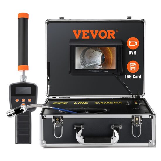 Camera inspectie endoscop cu Locator 512 Hz, Vevor Profesional, Monitor color HD 7”, Lungime 30 m, IP68, 12xLed, pentru conducte