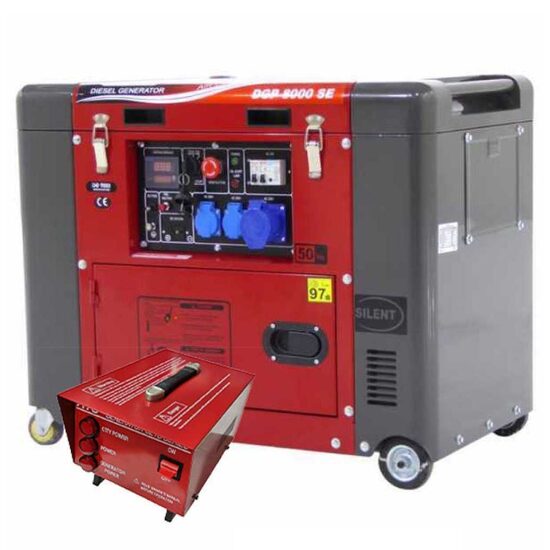 Generator Diesel cu automatizare pornire, GeoTech Pro DGP 8000SE, putere 6 kW, Monofazat, AVR, Pornire electrica, ATS