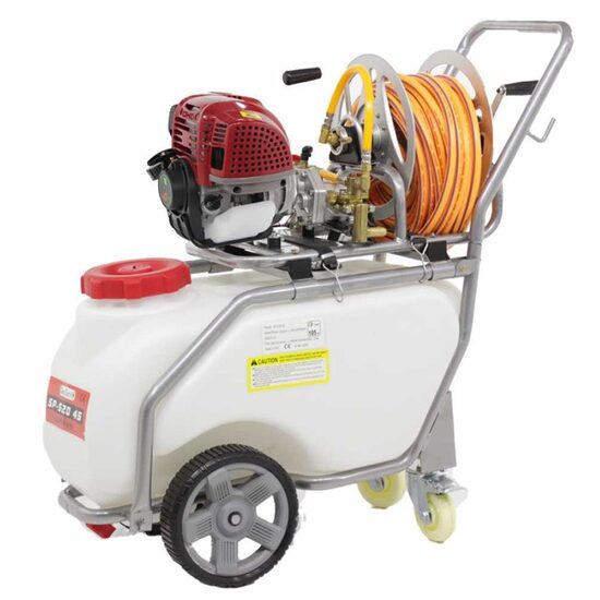 Pulverizator profesional cu carucior GeoTech SP 520, benzina 4 timpi,  50 litri, 1.5 CP, 15-25Bar, Inaltime 6 m, furtun 30 m