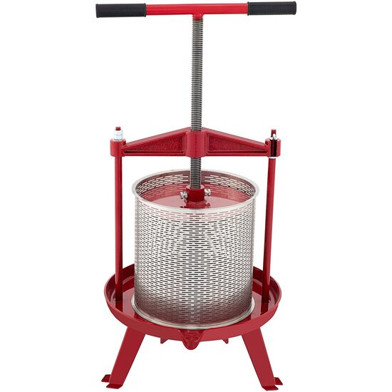 Presa pentru struguri Vevor Inox si fonta, capacitate 14 l, dimensiuni cos 28 x 25 cm