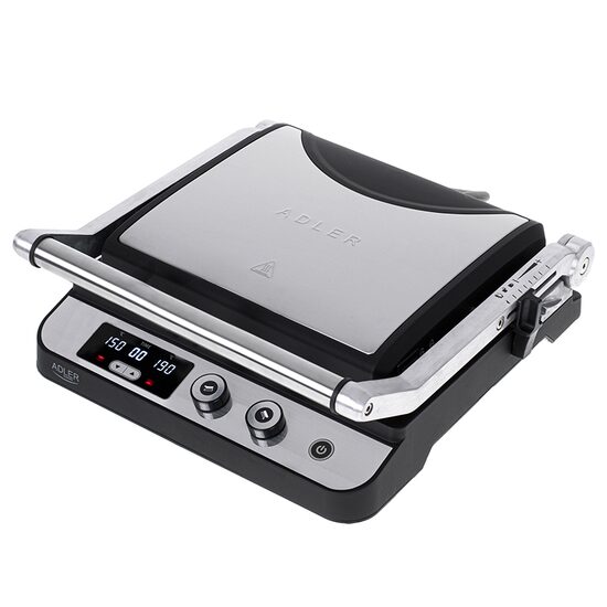 Grill electric Adler Inox 2000 W, suprafata striata/neteda, 36.5 x 36 x 14 cm