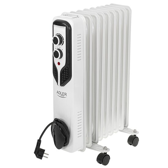 Calorifer electric cu ulei Adler Alb, 9 elementi, 3 trepte de putere 800W/1200W/2000W
