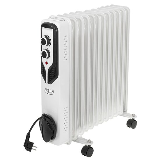 Calorifer electric cu ulei Adler Alb, 11 elementi, 3 trepte de putere 1000W/1500W/2500W