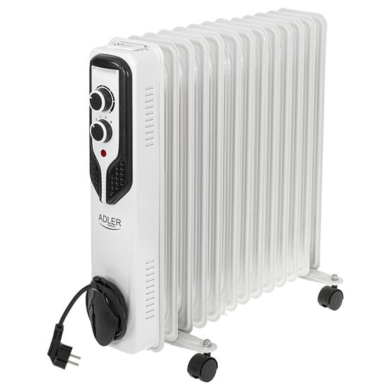 Calorifer electric cu ulei Adler Alb, 13 elementi, 3 trepte de putere 1000W/1500W/2500W