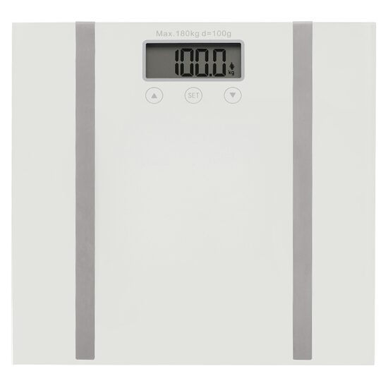 Cantar din sticla securizata, max 180 Kg, LCD, Alb, 1 x CR2032