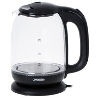 Fierbator electric cordless, Sticla, Negru, Capacitate 1.7 l, Putere 2200 W, Mentinere temperatura, Lumina colorata de fundal 