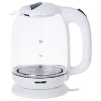 Fierbator electric cordless, Sticla, Alb, Capacitate 1.7 l, Putere 2200 W, Mentinere temperatura, Lumina colorata de fundal 