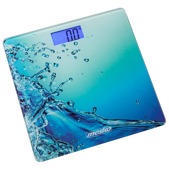 Cantar din sticla securizata, max 150 Kg, ecran LCD, 1 x CR2032, Albastru