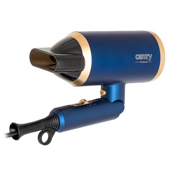 Uscator de par ionizant cu difuzor si maner pliabil, 1800 W, 2 trepte temperatura, Albastru