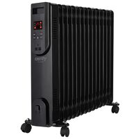 Calorifer electric cu ulei, Camry Negru, Telecomanda, 15 elementi, 3 trepte de putere 1000W / 1500W / 2500W 