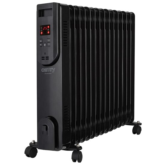Calorifer electric cu ulei, Camry Negru, Telecomanda, 15 elementi, 3 trepte de putere 1000W / 1500W / 2500W 