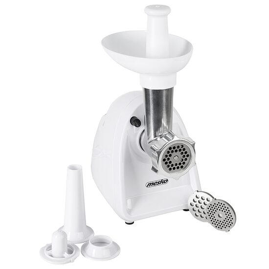 Masina de tocat carne cu accesorii carnati, 1500 W, Alb, 3 site, 1.5 kg/min