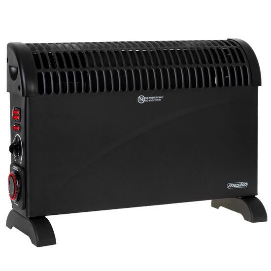 Convector electric negru, Termostat, 3 trepte de putere 750 / 1250 / 2000 W, Lungime cablu de alimentare 150 cm