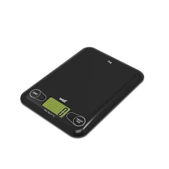 Cantar digital de bucatarie Well, maxim 3 kG, negru