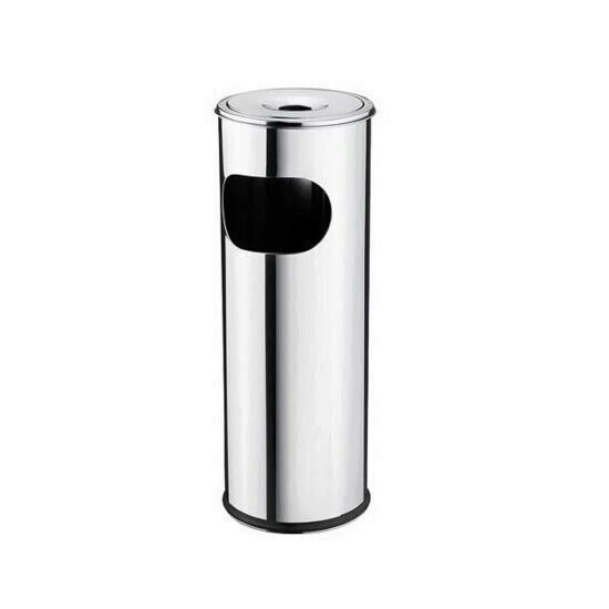 Cos de gunoi cu scrumiera, cilindric, Strend Pro AC-001, inox, 5 L