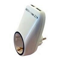 Priza cu 2 socluri USB, Home NV 2100USB, alba, protectie copii