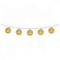Ghirlanda cu 10 LED-uri, decor glob bumbac, auriu, Home CBL 10/GD, alimentare baterii