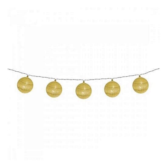 Ghirlanda cu 10 LED-uri, decor glob bumbac, auriu, Home CBL 10/GD, alimentare baterii