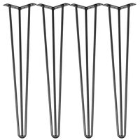 Set 4 picioare pentru mese Krodesign Otel, Negru, Inaltime 86.3 cm, protectie cauciuc