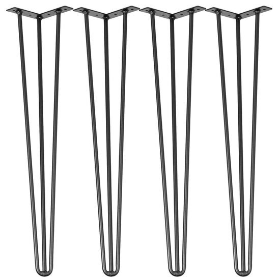 Set 4 picioare pentru mese Krodesign Otel, Negru, Inaltime 91.5 cm, protectie cauciuc