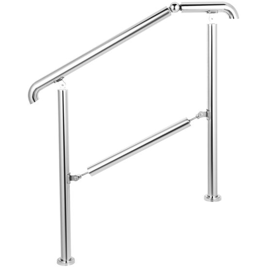 Balustrada inox pentru 2 sau 3 trepte Vivatechnix, Inaltime 86 cm, lungime 106 cm, pozitii reglabile