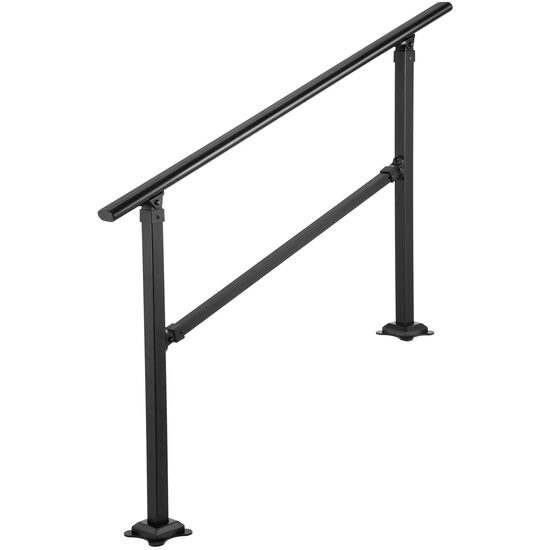 Balustrada fier forjat, 2-3 trepte Vivatechnix Negru Mat, Inaltime 159.6 cm, lungime 76.5 cm, pozitii reglabile