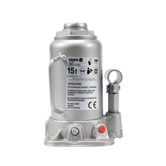 Cric hidraulic tip butelie, capacitate 15 T, ridicare 205-390 mm