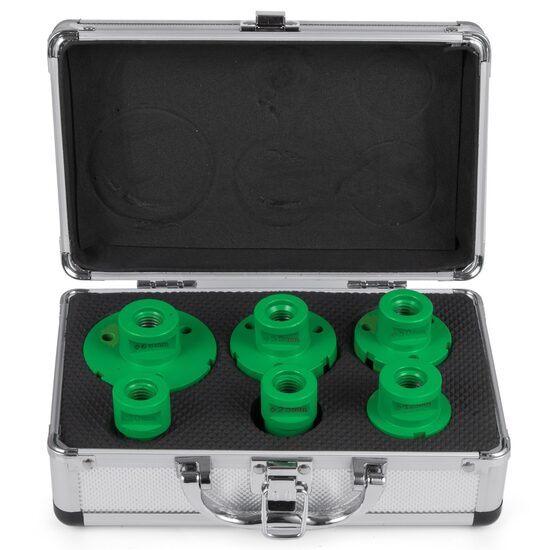 Set 6 carote diamantate pentru gresie, granit, marmura, Vevor M14, diametre 20/35/38/43/50/60mm, valiza aluminiu