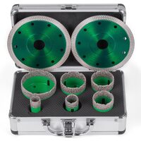 Set 6 carote diamantate si 2 discuri, pentru gresie, granit, marmura, Vevor M14, diametre 20/25/40/45/50/68 mm