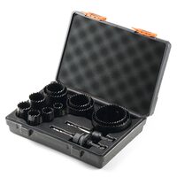 Set 11 carote bi-metal, 2 burghie centratoare, Vevor 19, 22, 25, 29, 35, 38, 44, 51, 57, 64, 76 mm