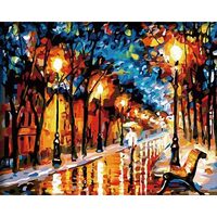 Kit pictura pe numere cu peisaje, Rainy night, 40x50 cm, PPT4
