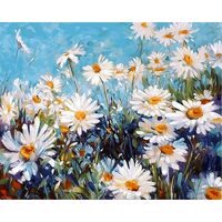 Kit pictura pe numere cu flori, 40x50 cm, Daisies