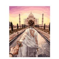 Kit pictura pe numere cu oameni, 40x50 cm, Taj Mahal, PPT8