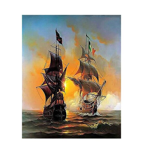 Kit pictura pe numere cu vapoare, 40x50 cm, Alone in two, PPT16