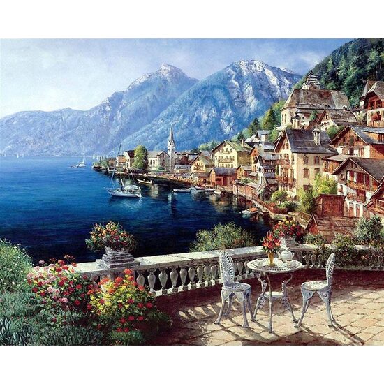 Kit pictura pe numere cu peisaje, 40x50 cm, Perfect vacation, PPT21