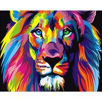 Kit pictura pe numere cu animale, 40x50 cm, Rainbow Lion, PPT25