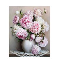 Kit pictura pe numere cu flori, 40x50 cm, Fluffy peonies, PPT27