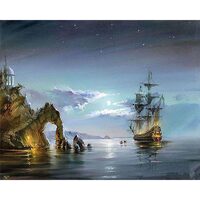 Kit pictura pe numere cu vapoare, 40x50 cm, The silence of the night, PPT32