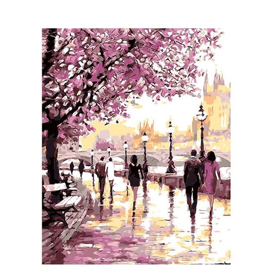 Kit pictura pe numere cu oameni, 40x50 cm, Walking, PPT33