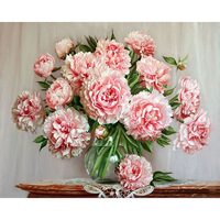 Kit pictura pe numere cu flori, 40x50 cm, Peonies, PPT35