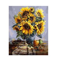 Kit pictura pe numere cu flori, 40x50 cm, Sunflower, PPT37
