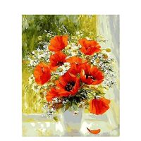 Kit pictura pe numere cu flori, 40x50 cm, Red simphony, PPT65