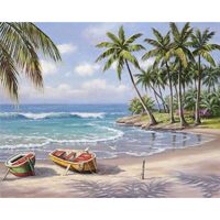 Kit pictura pe numere cu peisaje, 40x50 cm, In the shade of the palmtree, PPT66