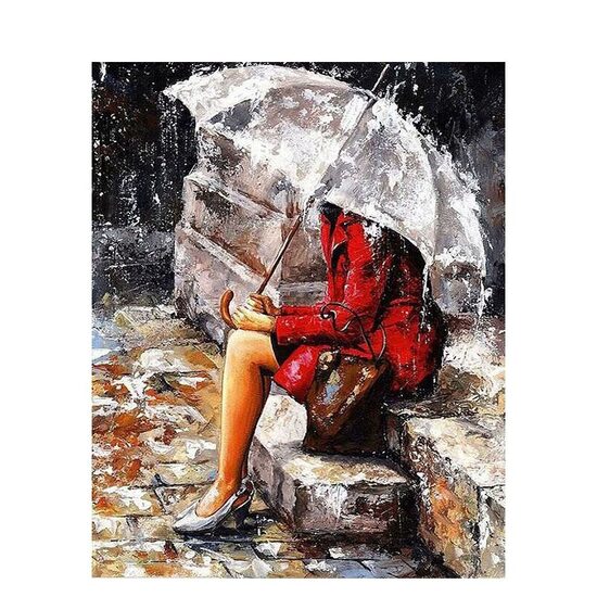 Kit pictura pe numere cu oameni, 40x50 cm, Waiting here, PPT77